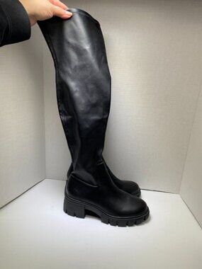 Steven New York Women's Black Tall Hylda Leather Boots Sz 10